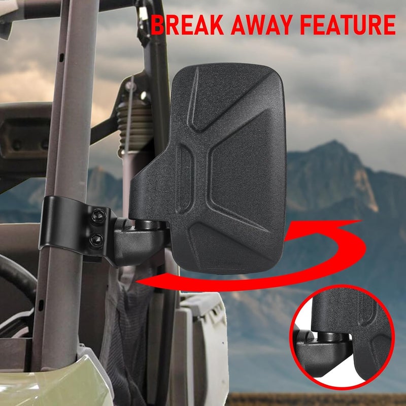 OFIG UTV Ranger Side Mirrors and UTV Center Mirror Set Compatible With 2015-2025 Polaris Ranger 500 570 900 1000 XP with Pro-Fit Profiled Tube - Image 2